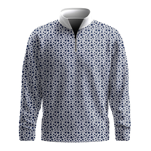 Blue Star Pattern Men Quarter-zip Pullover