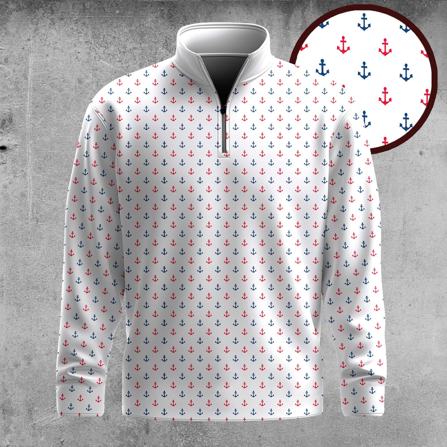 Red Blue Anchor Ryder Cup Men Quarter-zip Pullover