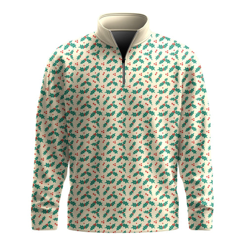 Holly Tree Pattern Men Quarter-zip Pullover