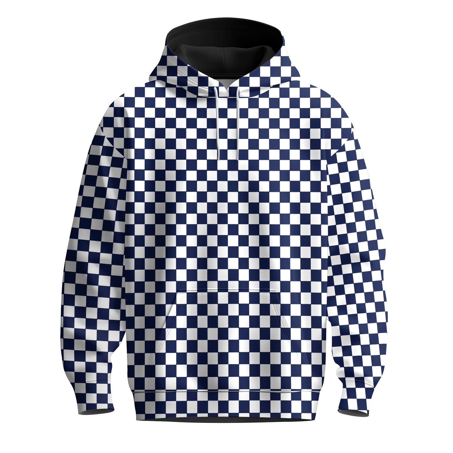 White And Blue Chessboard Men Hoodie