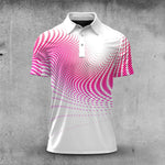 Dynamic Sporty Pink Pattern Men Polo Shirt