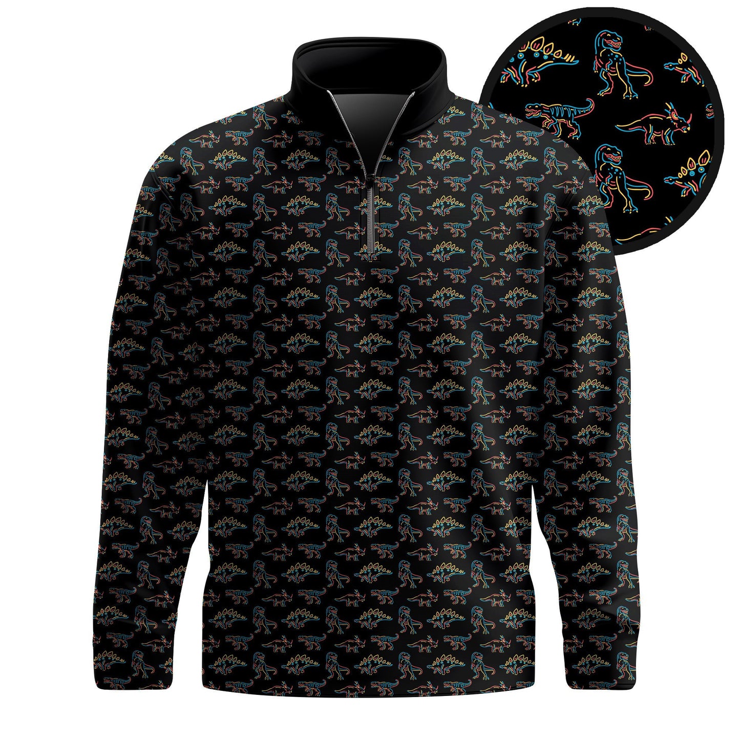 Dinosaur Black Men Quarter-zip Pullover