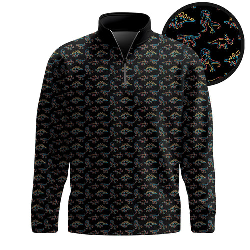 Dinosaur Black Men Quarter-zip Pullover