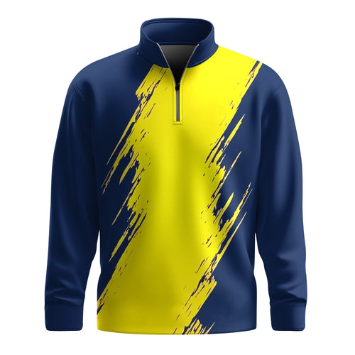 Yellow Blue Men Quarter-zip Pullover