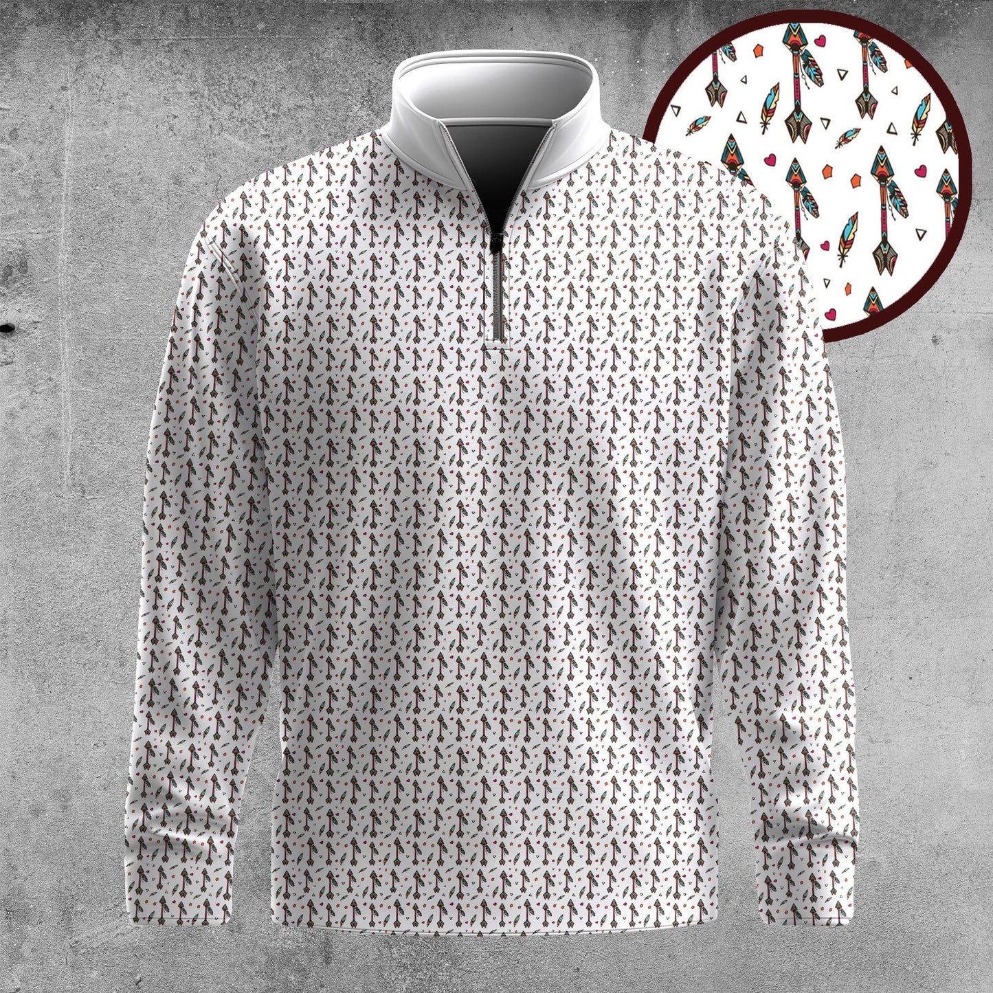 Tribal Arrow Seamless Pattern  Men Quarter-Zip Pullover