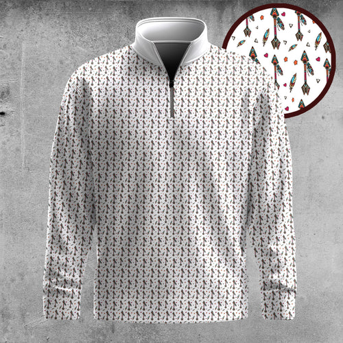 Tribal Arrow Seamless Pattern  Men Quarter-Zip Pullover