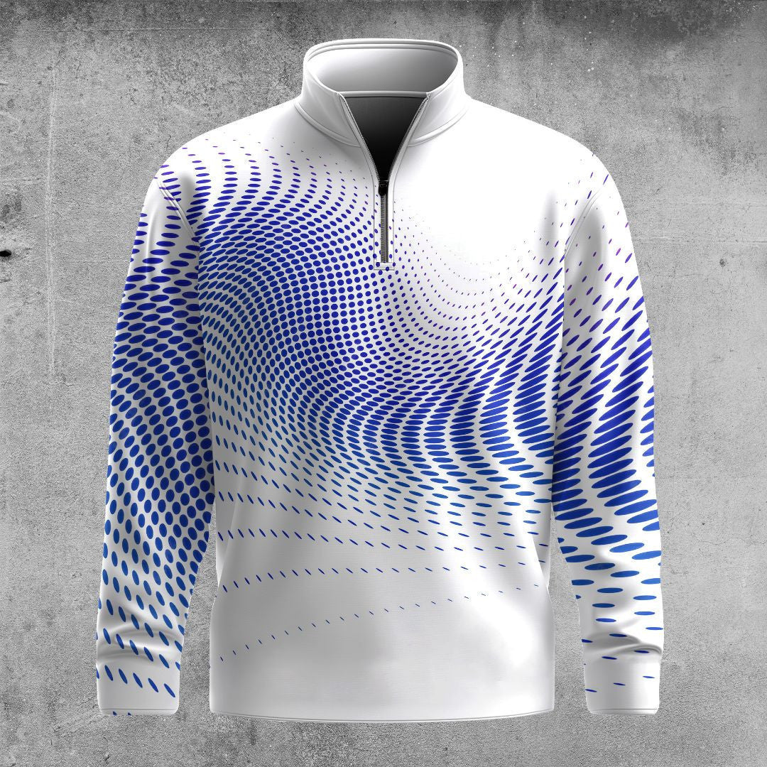 Dynamic Sporty Blue Pattern  Men Quarter-zip Pullover