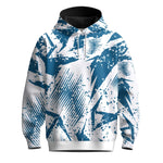 Blue Sport Pattern White Men Hoodie