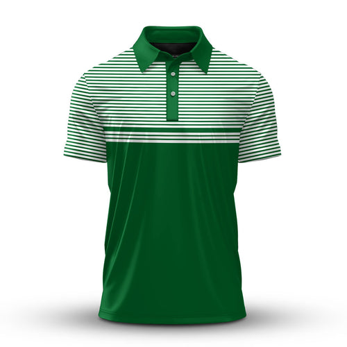 Green Horizontal Lines Men Polo Shirt