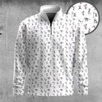Christmas Stick Figures Play Golf Pattern Men Quarter-zip Pullover