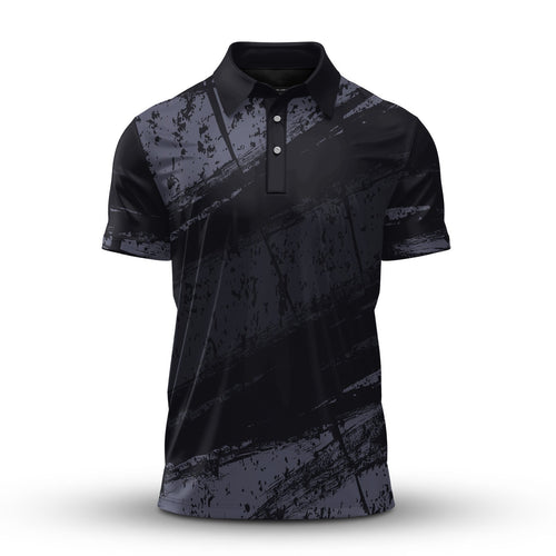 Black Sporty Paint  Men Polo Shirt