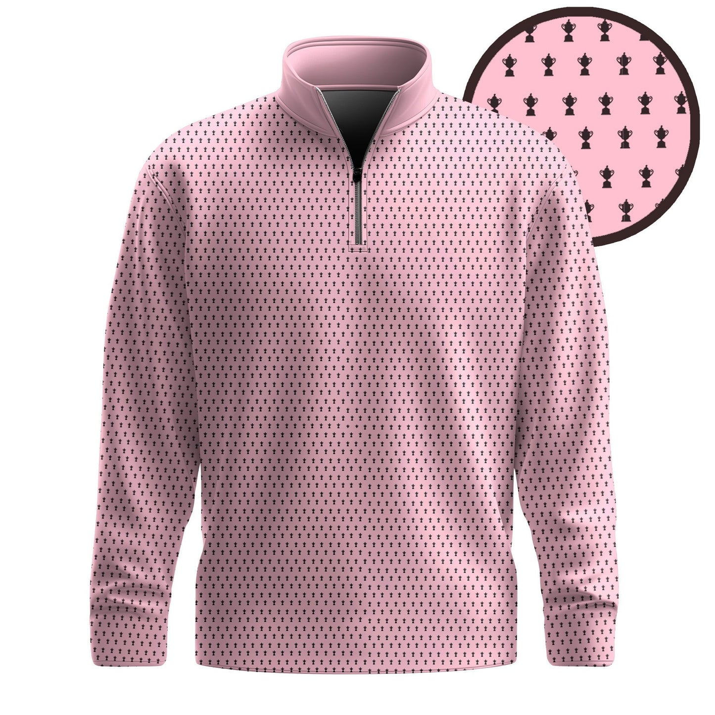 2026  Trophy Pattern Pink Men Quarter-zip Pullover
