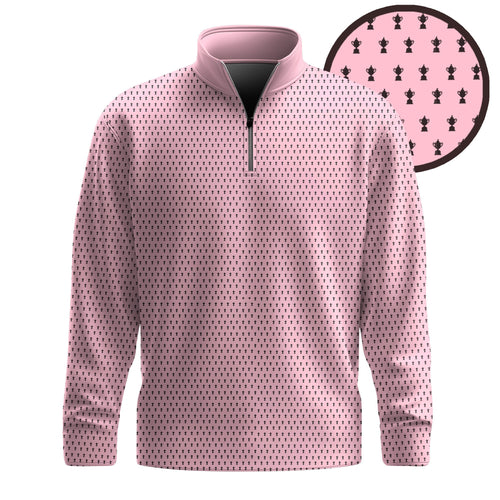 2026  Trophy Pattern Pink Men Quarter-zip Pullover
