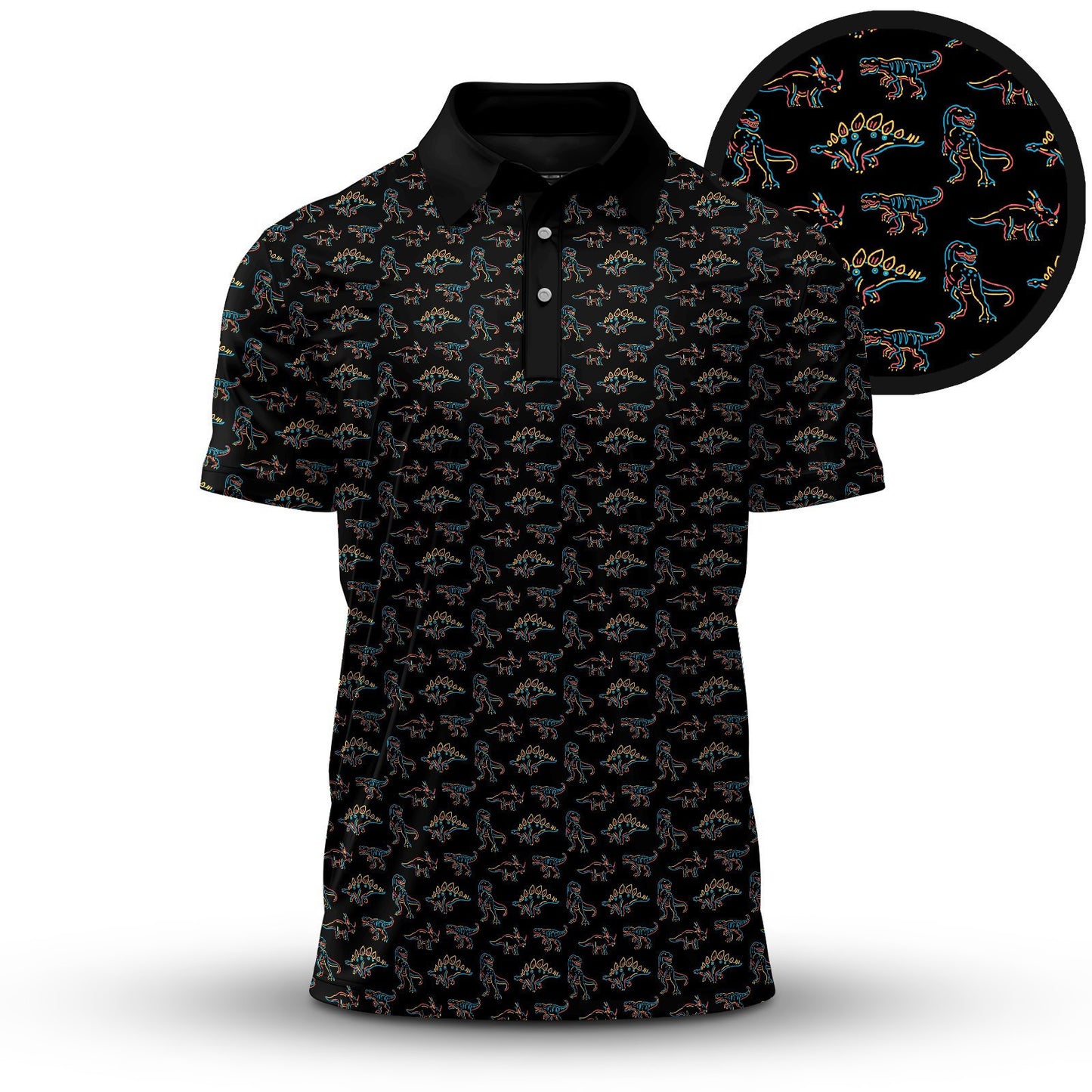 Dinosaur Black Men Polo Shirt