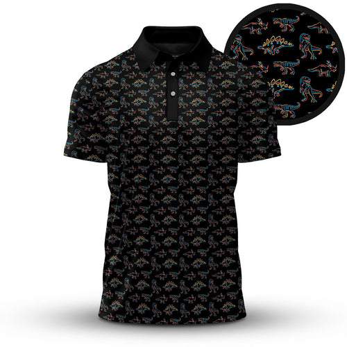 Dinosaur Black Men Polo Shirt