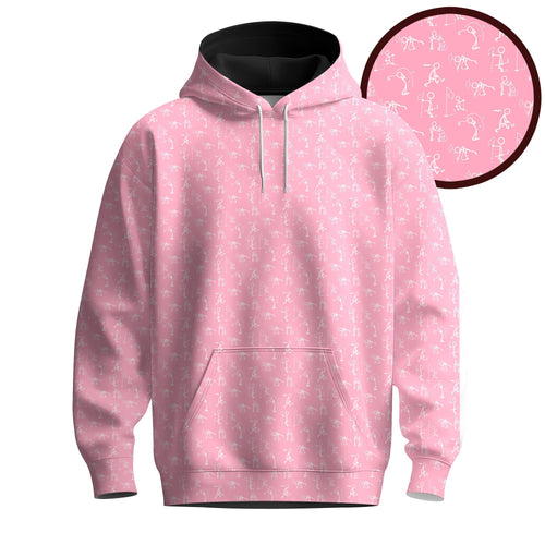 Stick Figures Pink White Men Hoodie