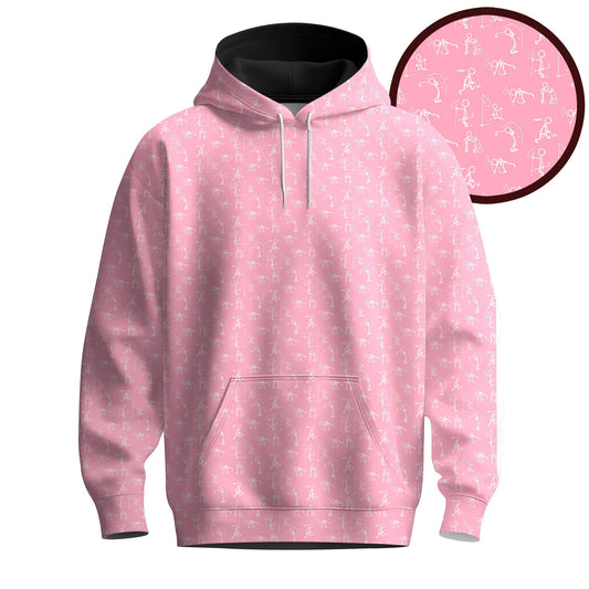 Stick Figures Pink White Men Hoodie