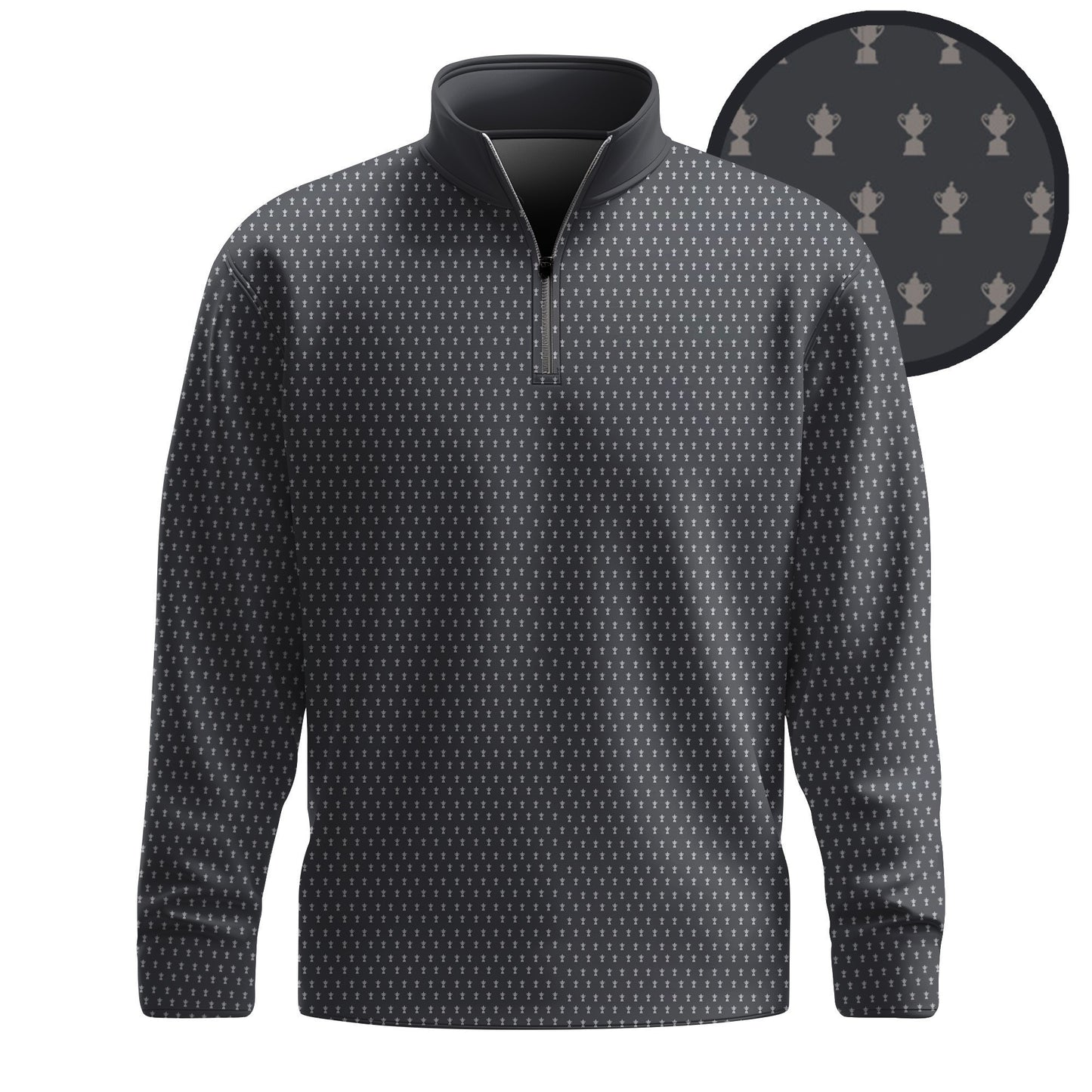 2026  Trophy Pattern Dark Grey Men Quarter-zip Pullover