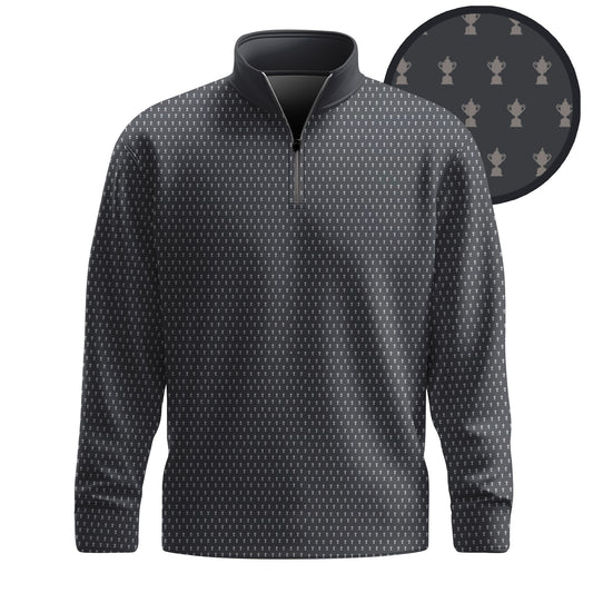 2026  Trophy Pattern Dark Grey Men Quarter-zip Pullover