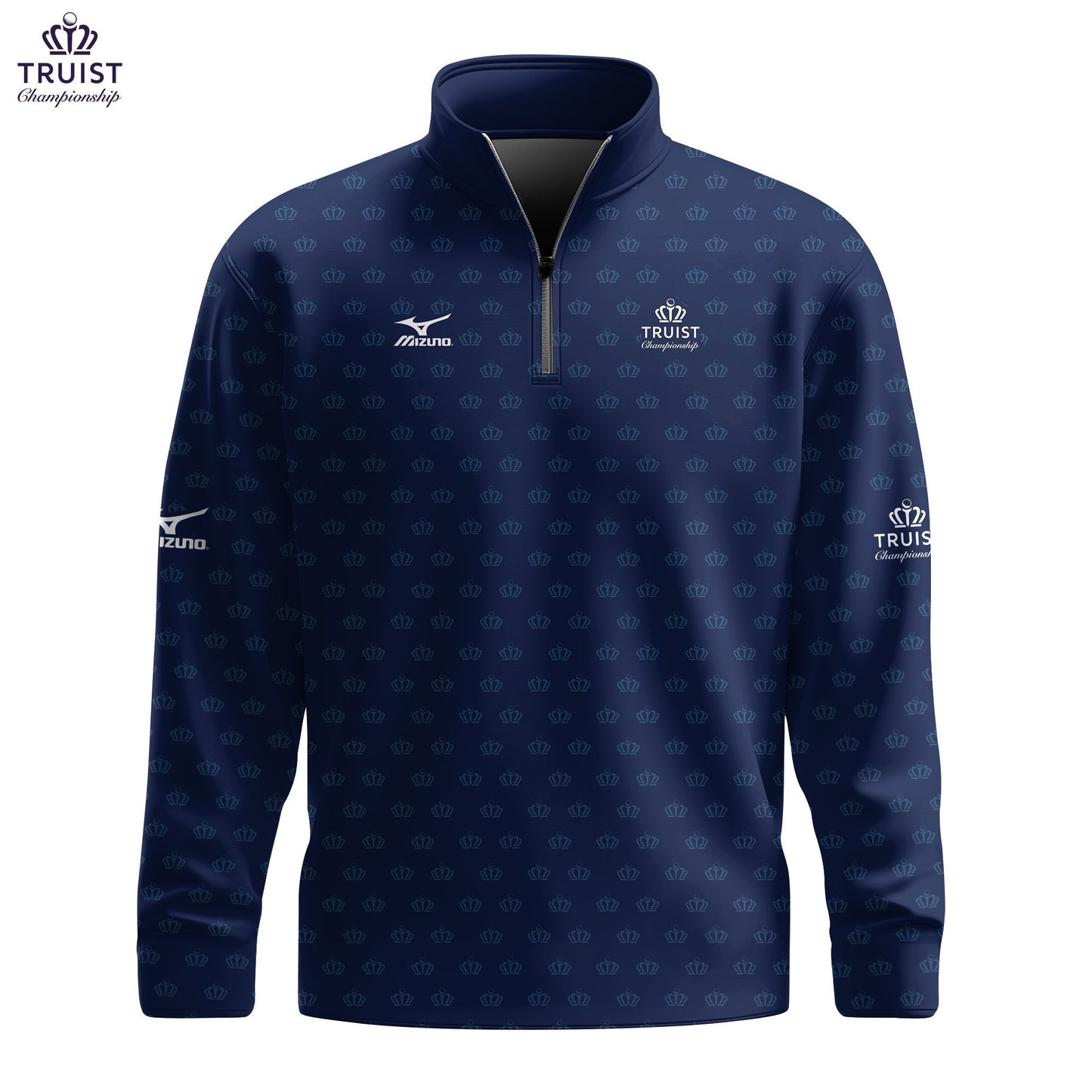 Dark Blue Truist Pattern Men Quarter-zip Pullover MZN