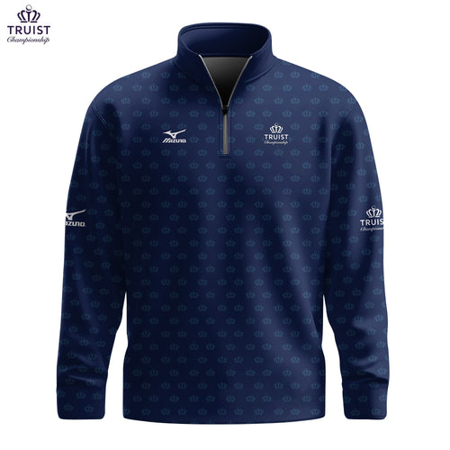 Dark Blue Truist Pattern Men Quarter-zip Pullover MZN