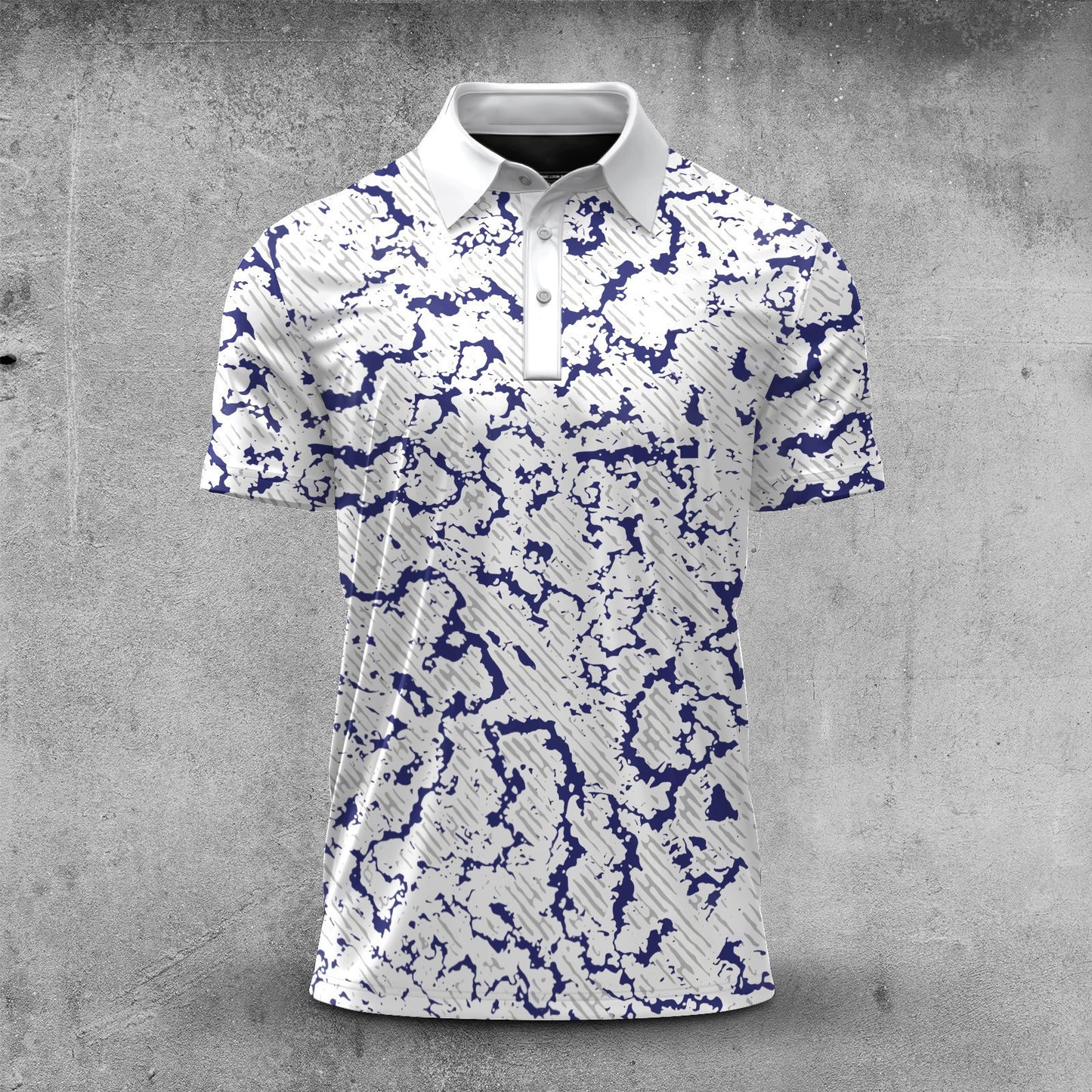 Blue Cracked Sport  Men Polo Shirt