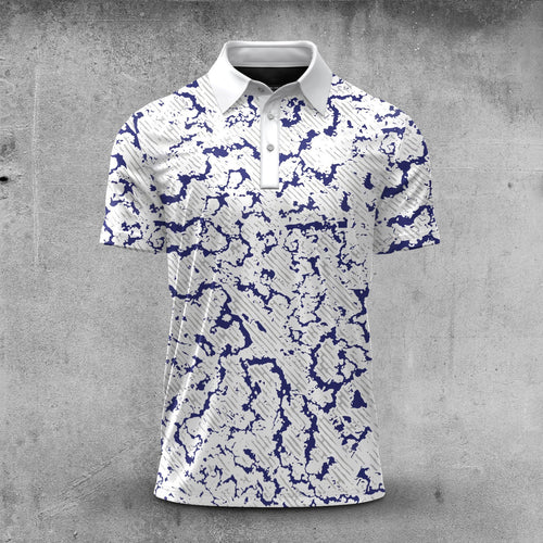 Blue Cracked Sport  Men Polo Shirt
