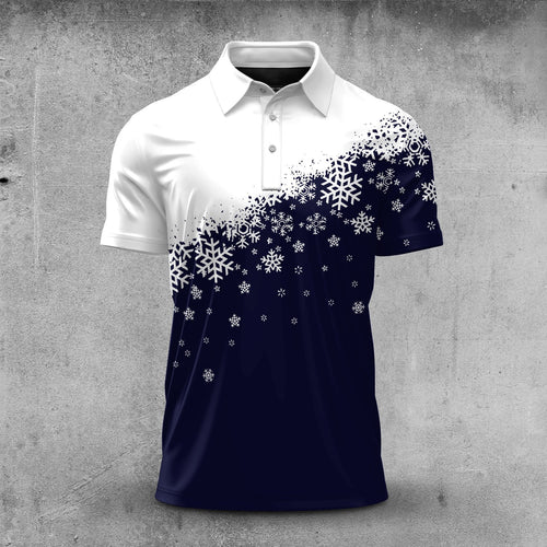 Blue Half Snow Men Polo Shirt
