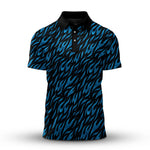 Black Blue Fire Pattern  Men Polo Shirt