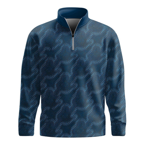 Blue Material Pattern  Men Quarter-zip Pullover