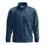 Blue Material Pattern  Men Quarter-zip Pullover