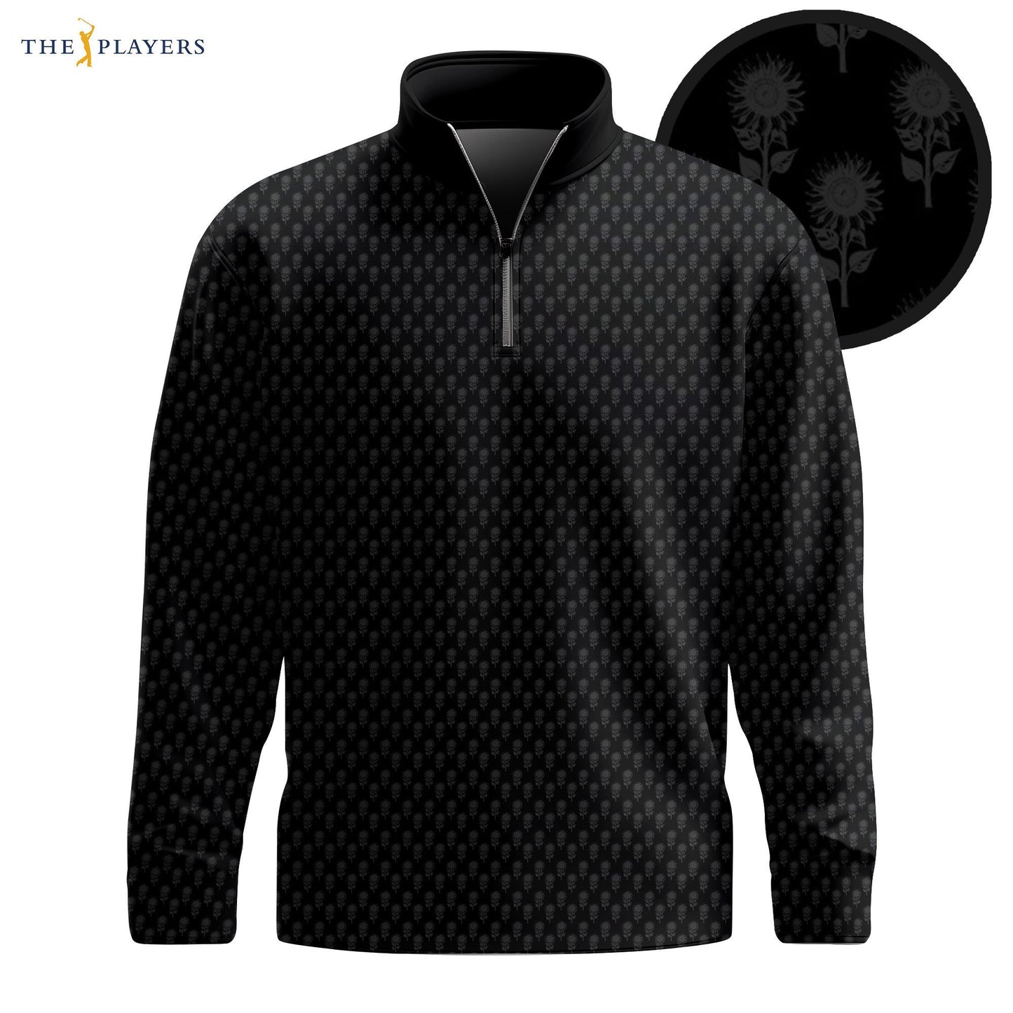 Black Sunflowers Pattern The Players Men Quarter-zip Pullover