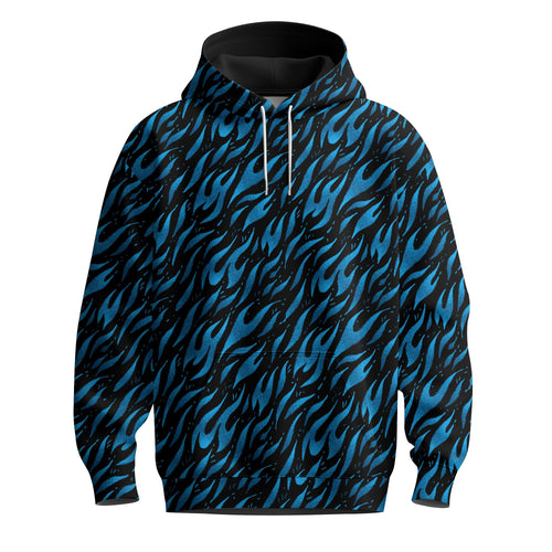 Black Blue Fire Pattern  Men Hoodie