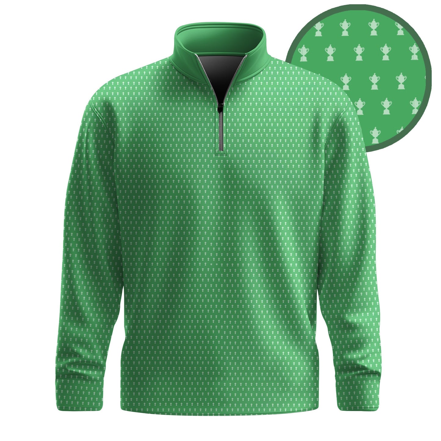 2026  Trophy Pattern Green Men Quarter-zip Pullover