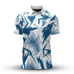 Blue Sport Pattern White Men Polo Shirt