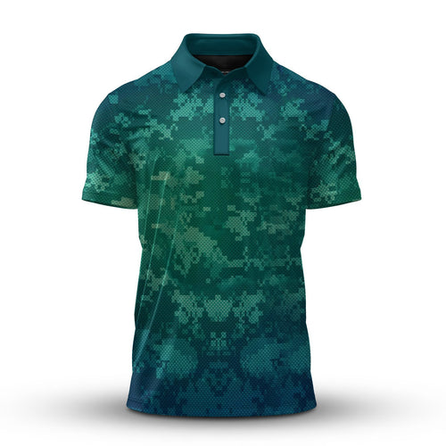 Green Pixel Camo  Men Polo Shirt