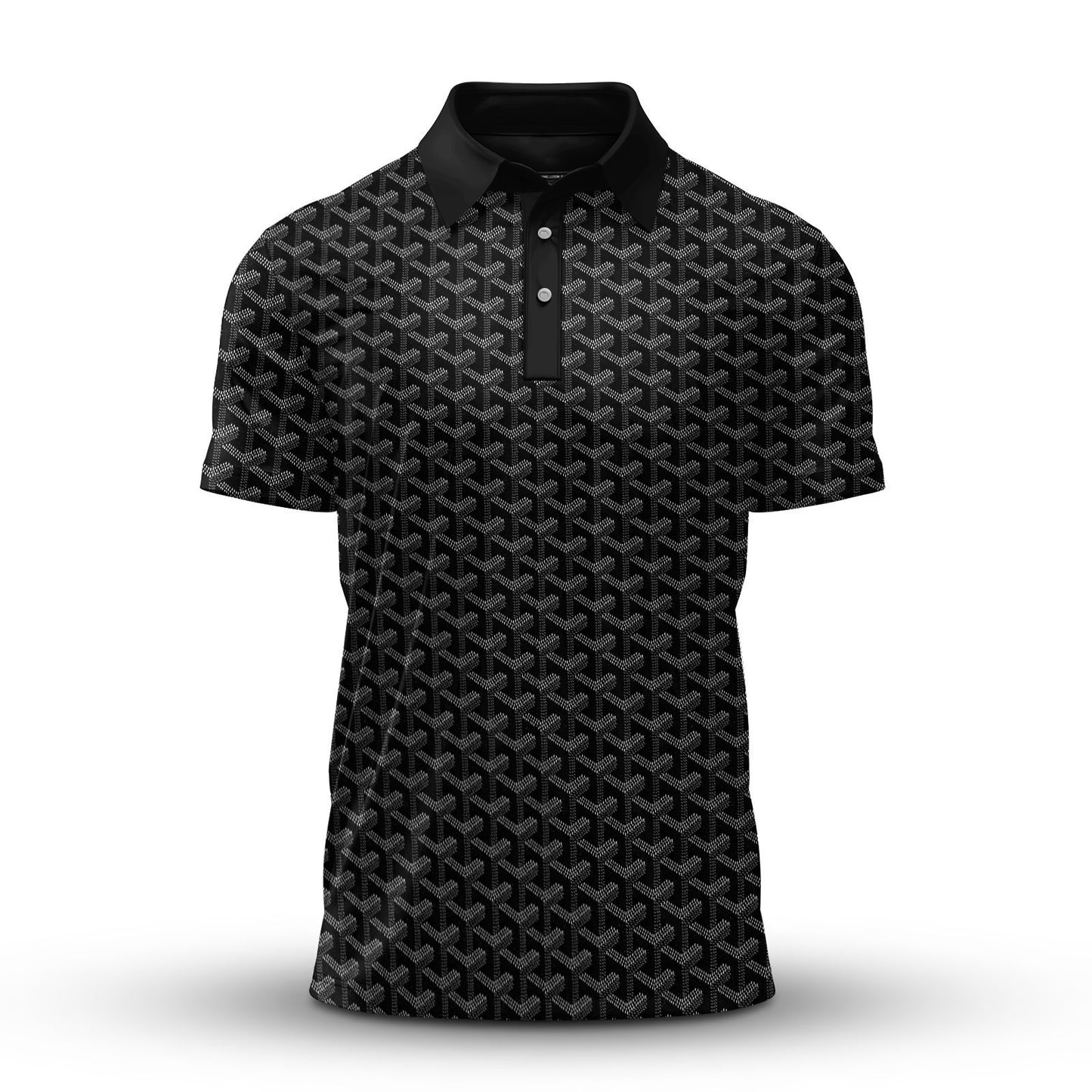 Black Knit Pattern  Men Polo Shirt