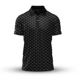 Black Knit Pattern  Men Polo Shirt