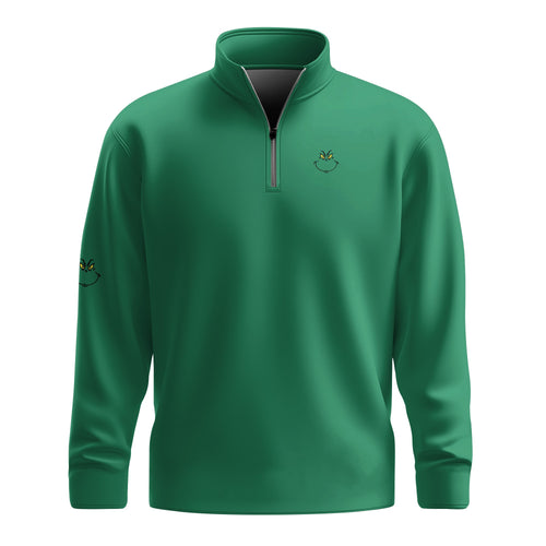 Green Funny Christmas Men Quarter-zip Pullover