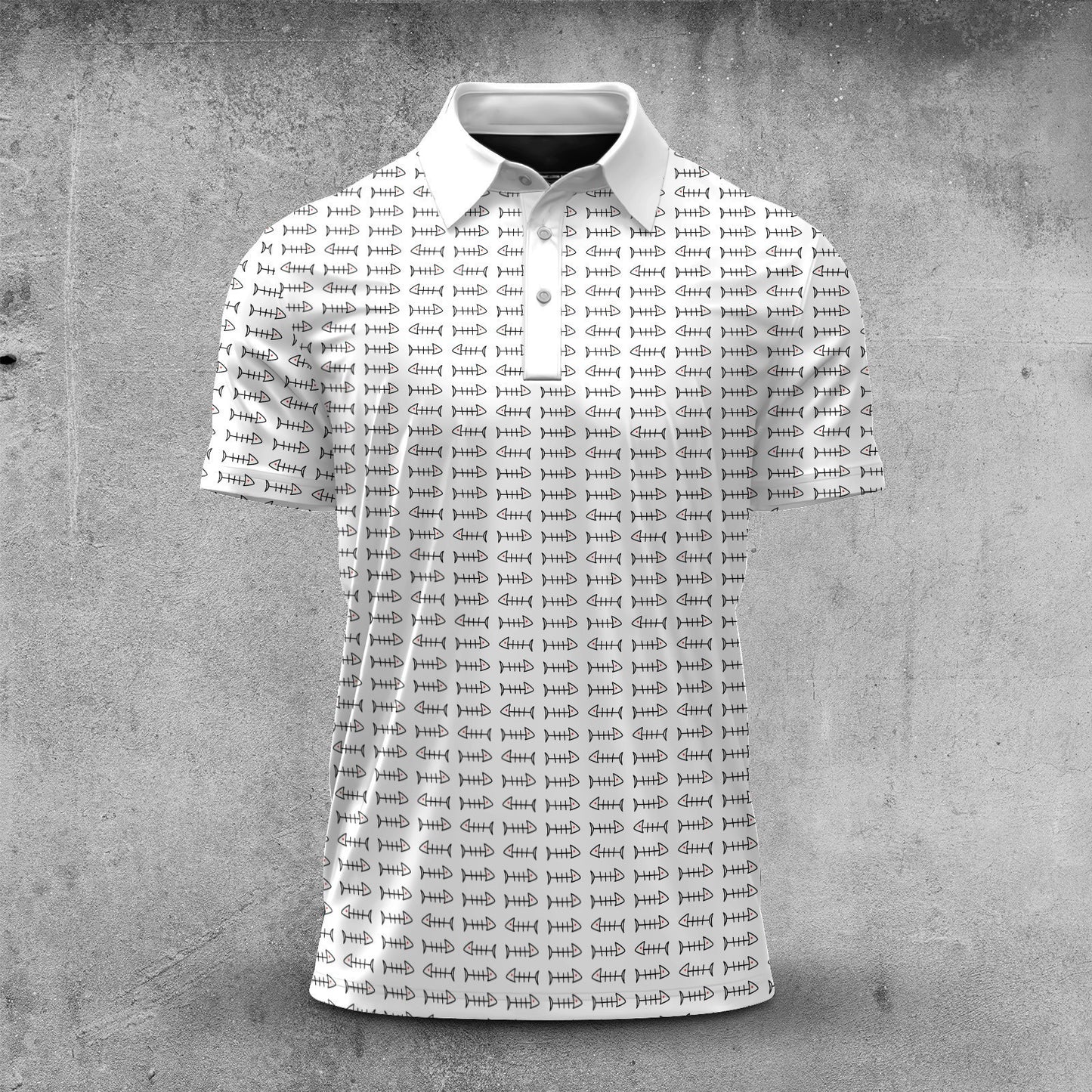Fish Bone Pattern Men Polo Shirt