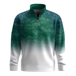 Green Half Camo  Men Quarter-zip Pullover