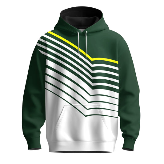 Green Yellow Sporty Line Men Hoodie