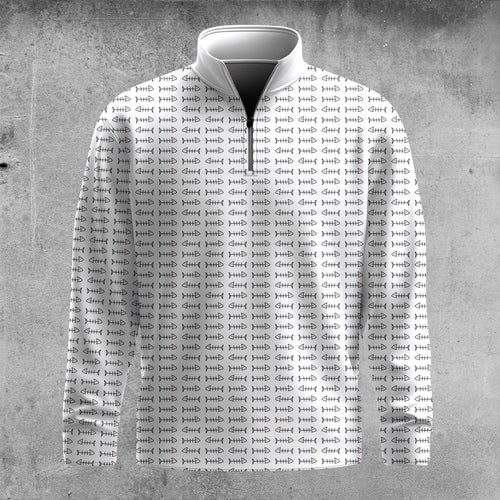 Fish Bone Pattern Men Quarter-zip Pullover