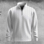 Fish Bone Pattern Men Quarter-zip Pullover