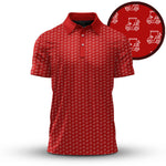 Red White Golf Cart Pattern Men Polo Shirt