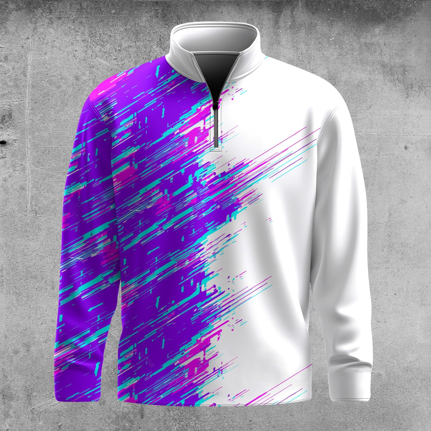 Purple And Pink  Men Quarter-zip Pullover