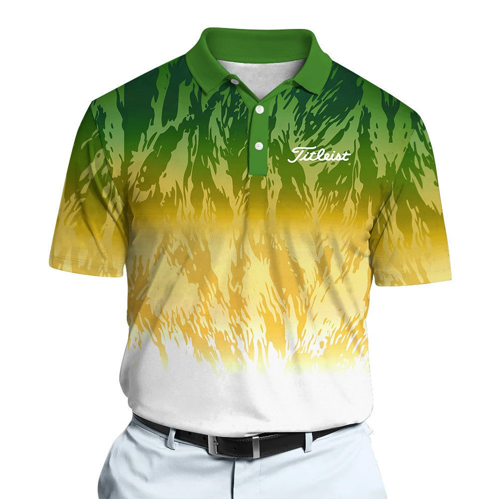 Green And Yellow Pattern Men Polo Shirt