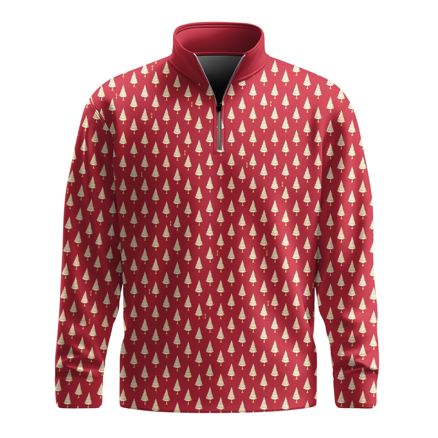 Red Christmas Tree Men Quarter-zip Pullover