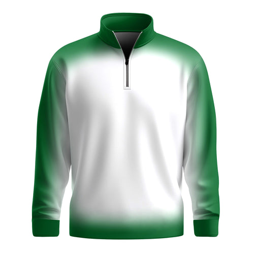 Gradient Green And White  Men Quarter-zip Pullover