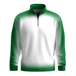 Gradient Green And White  Men Quarter-zip Pullover